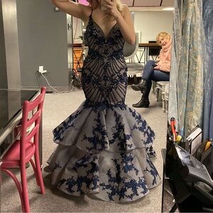 Elle Wilde Prom Dress - Navyish/Nude